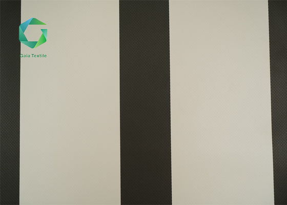 1000d Stripes Vinyl PVC Awning Anti UV Fabric Tear Resistance 20x20 Density